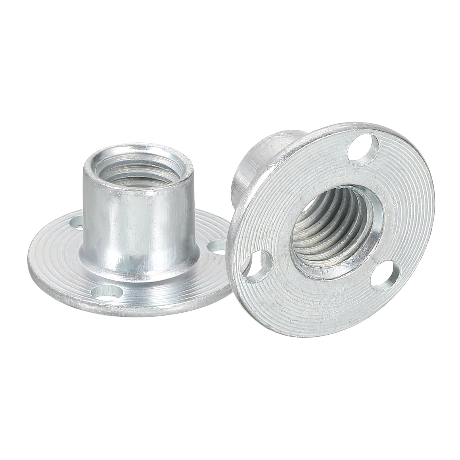 sourcing map M10 Brad Hole Tee Nut, 5pcs Carbon Steel Round Base Screw-in T-Nuts Furniture Hardware Flange Female Thread Insert Nuts