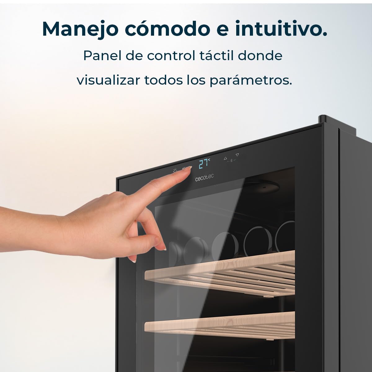 Cecotec Cantinetta Vino Bolero GrandSommelier 4850 Black Compressor. 49 Bottiglie, Silenziosa 42dB, Temperatura 4-18ºC, Pannello Touch, LED Interno, Eco-Friendly, Design Elegante e Moderno