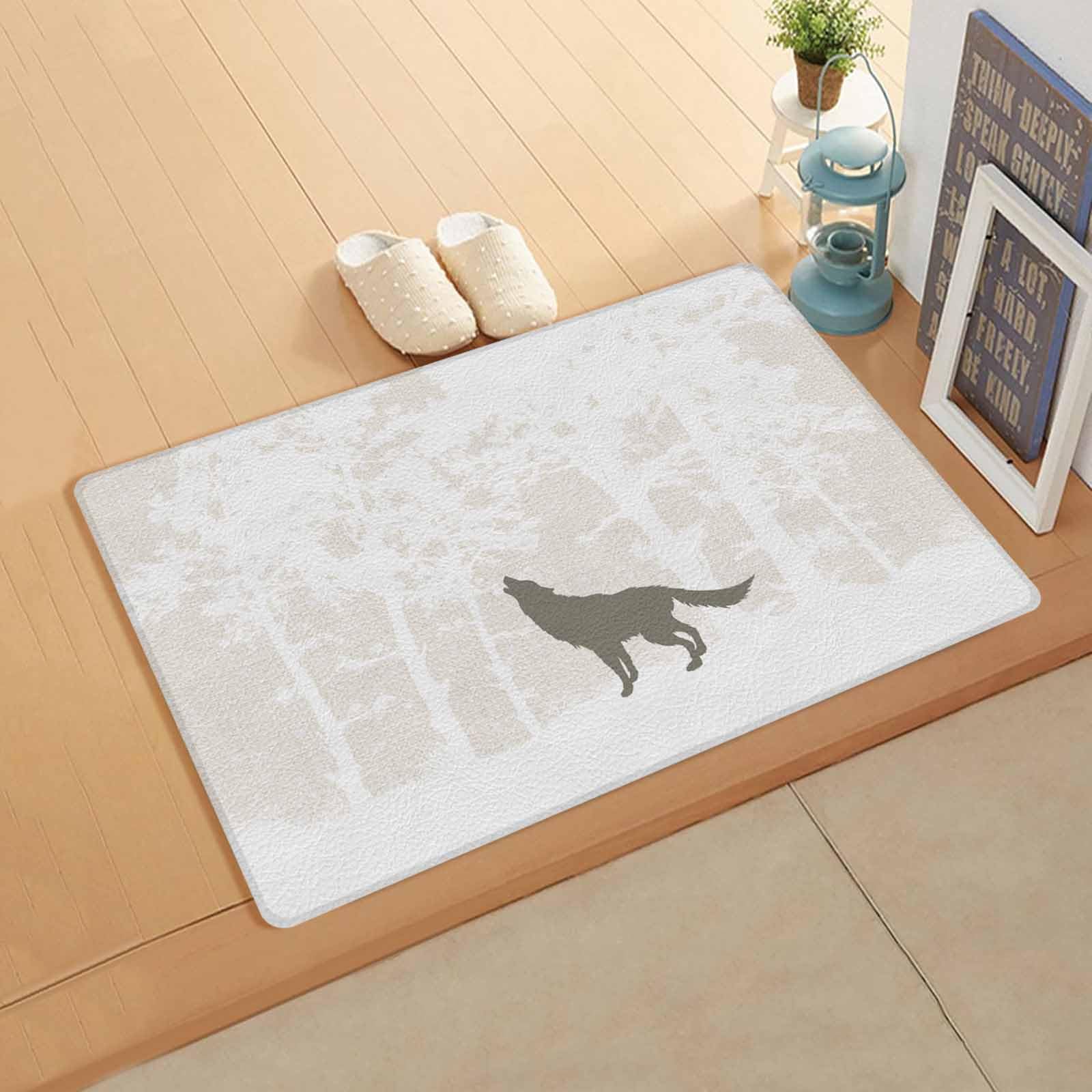 Jolunifun Forest Forest Kitchen Bath Door Mat Cushioned Runner Rug,Washable Welcome Floor Sink Antifatigue Mat,Waterproof & Non-Slip Comfort Standing Doormat,Winter Snow Wild Animal Pine Tree 18