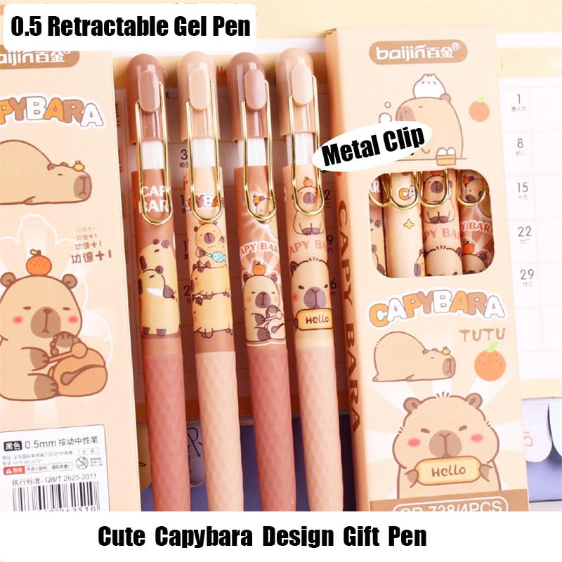 8 bolígrafos gel retractiles diseño capibara tinta negra 0.5 mm miniatura 6
