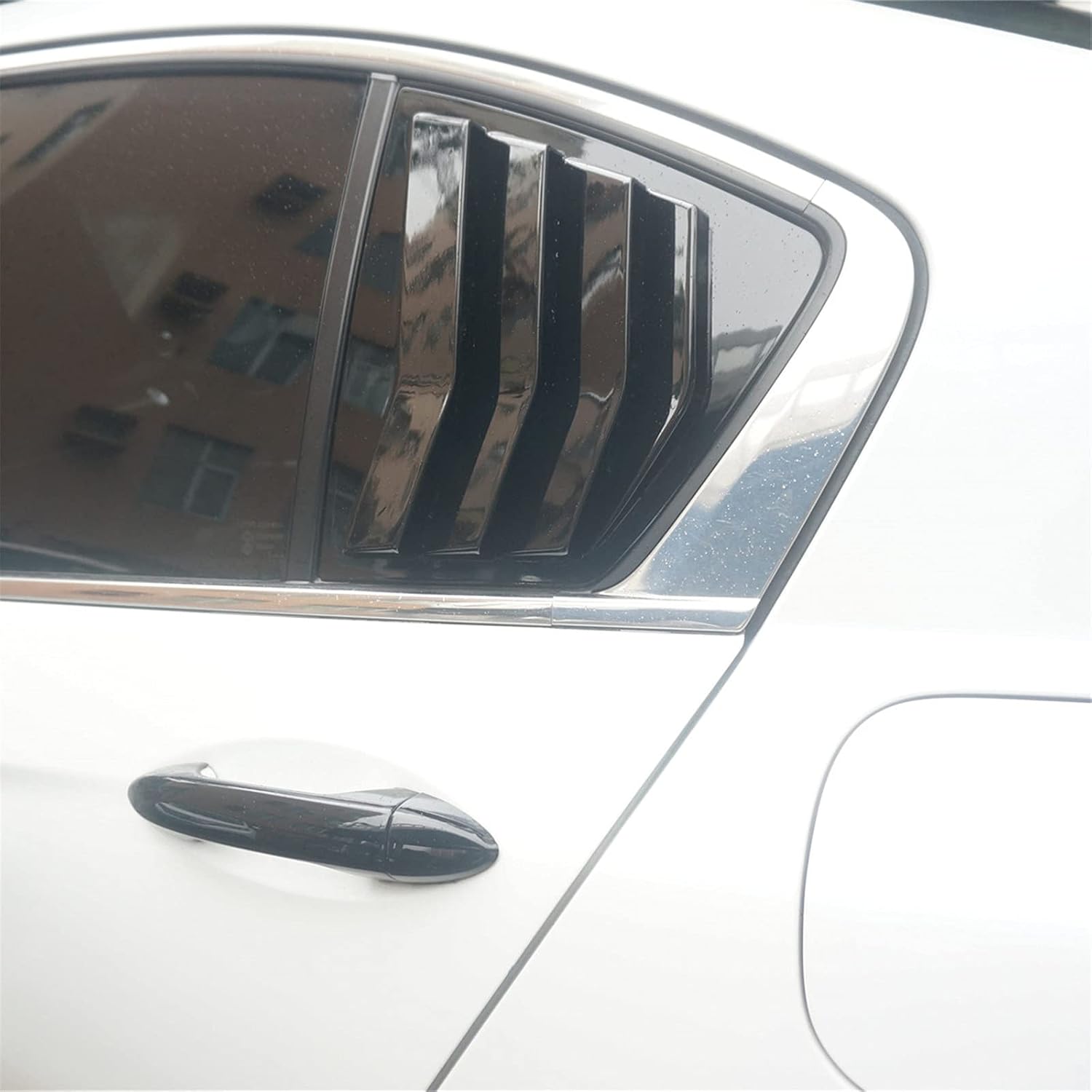 ZiWen 2X Sport Quarter Window Scoops Louvers for Honda Accord Sedan 2013 2014 2015 2016 2017 (Gloss Black)