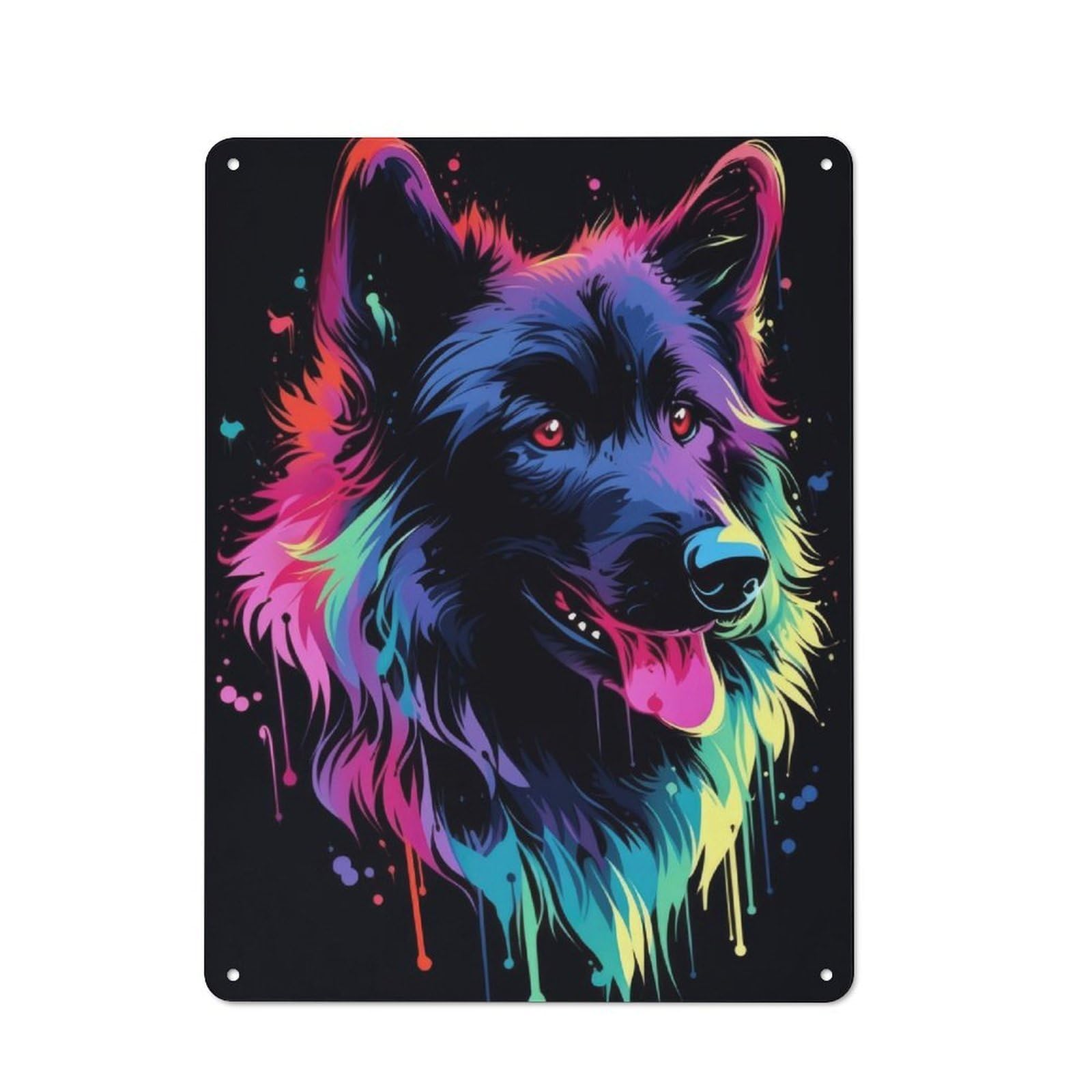 Junmoney Dog Neon Animal Friend Pet Metal Wall Sign 40X30cm Featuring For Workshop Wall, For Makers And Diy Enthusiasts