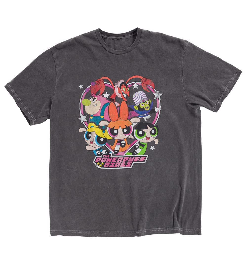 TruffleShuffle The Powerpuff Girls Vintage Wash Charcoal T Shirt