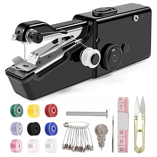 Handheld Sewing Machine,Mini Sewing Machine for Beginners and Adults Quick Stitching,Portable Sewing Machine with Sewing Supplies Suitable for Home,Travel,DIY (Black)