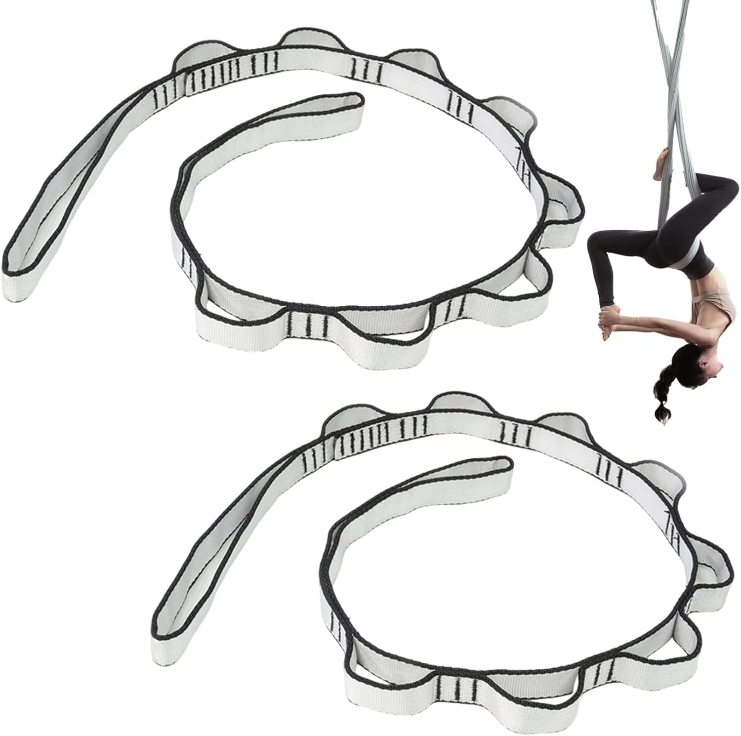 2Pcs Daisy Chain Adjustable Strong Yoga Strap 43 inch 8-Loop Yoga Rope for Stretching Climbing Sling Fitness Pilates Exercise Hammock