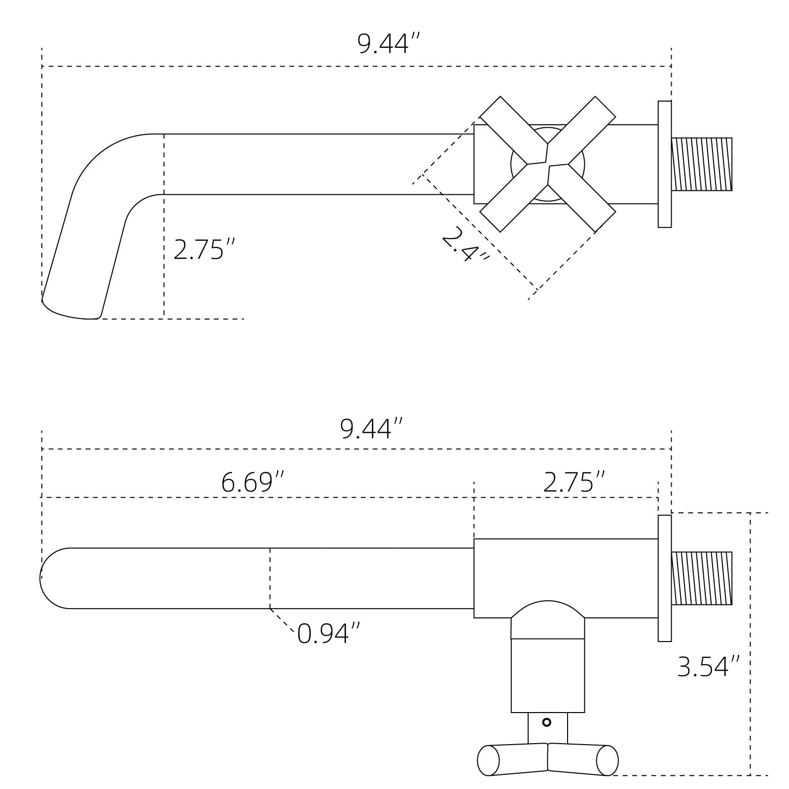 PHASAT Grifo de Agua Fría en Pared Negro Grifo Cocina de Pared de Montaje Grifo de Lavabo de Latón para baño, fregona, piscina, lavadora, grifos de jardín PTMP20B