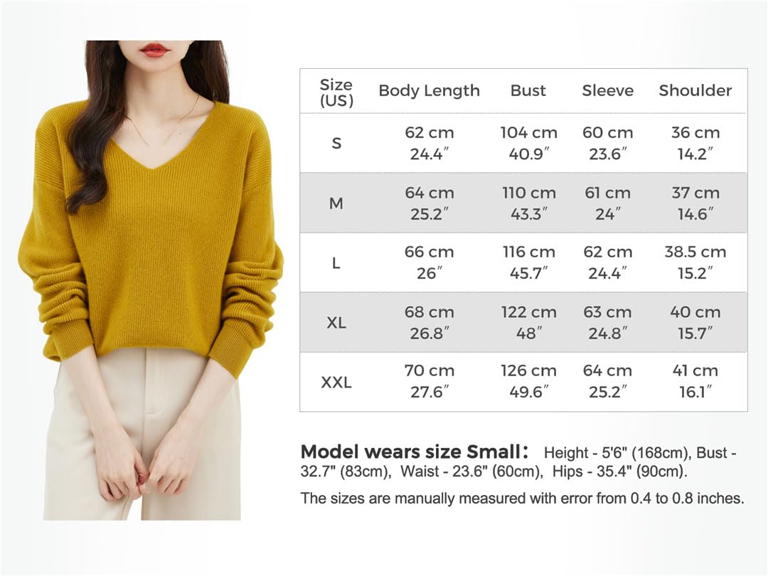 Damski wełniany sweter z dekoltem w serek, basic, sweter z długim rękawem, dzianinowe topy