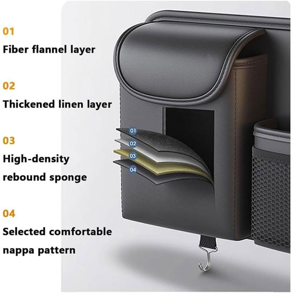 Organizador Asiento Coche para Jeep Compass/Renegade, Cuero PU Delantero Respaldo Bolsa De Almacenamiento Accesorios,D/Grey