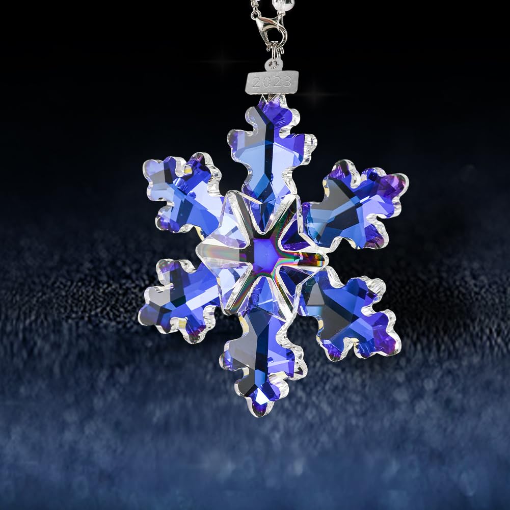 2023 Snowflake Crystal Christmas Ornaments Elegant Decor for Winter New Year Holiday Christmas Star Hanging Pendant Decor with Gift Box