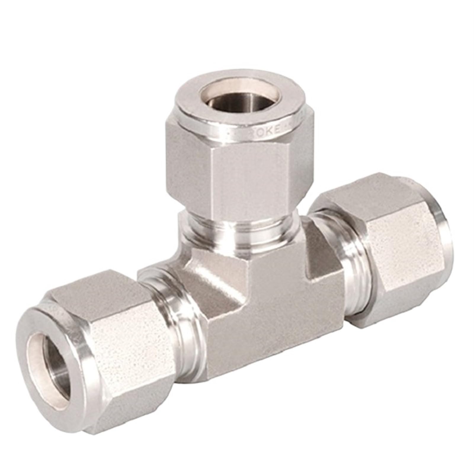 3 Way Hose Connectors Stainless Steel Tee 3-Way Double Ferrule Compression Fitting Fittings Plumbing T-Fitting(0.5 in)