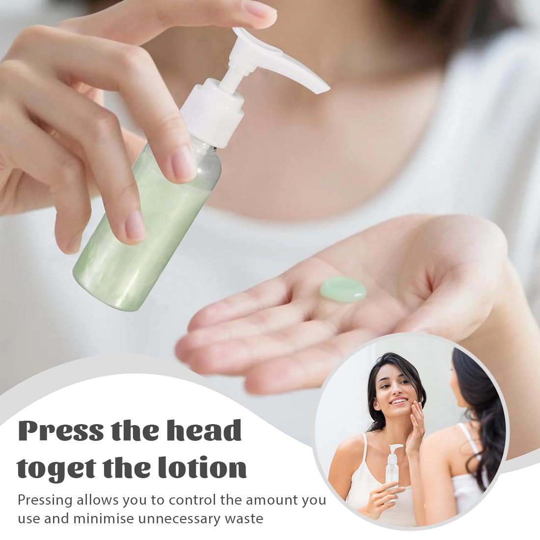 4 sztuki dozownika kremu, 30 ml, 50 ml, 80 ml, 100 ml, bezpowietrzne, przezroczyste butelki podróżne, pojemniki do wielokrotnego napełniania z 3 lejkami, do kosmetyków, balsamów, kąpieli, szamponów w