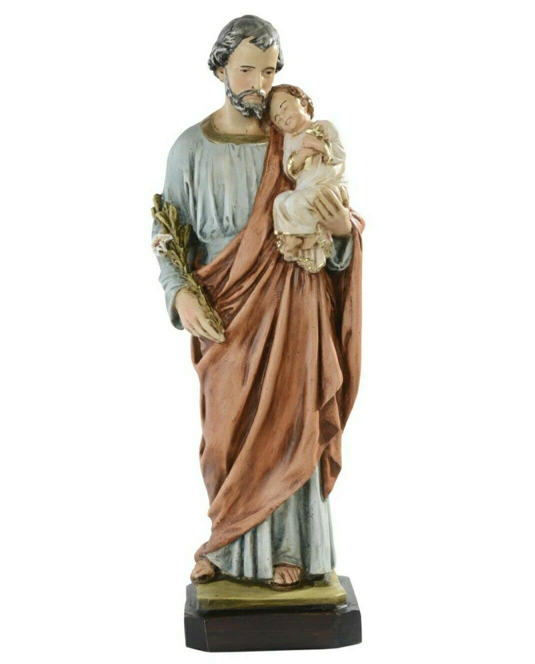 Generico ArteSacraCaravaggio Statua di San Giuseppe, in marmo resina cm 40 (15,75 inches), per interni ed esterni, decorata a mano, produzione artigianale italiana