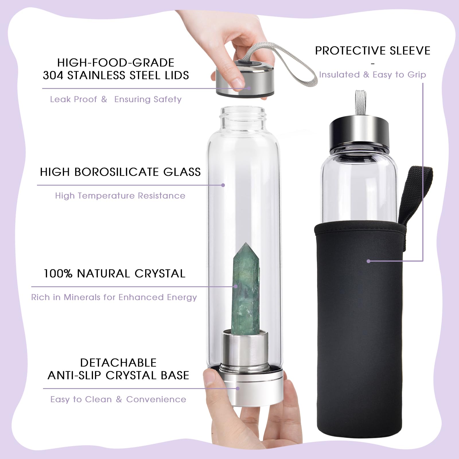 Amazon.com: Crystal Glass Water Bottle - Crystal Clear Infused