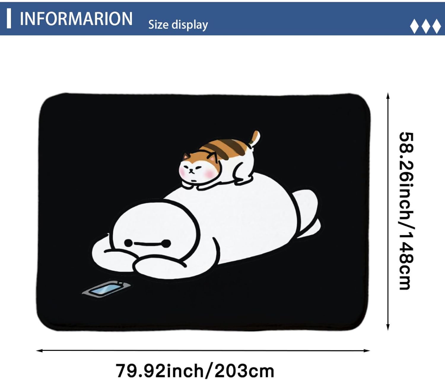 カーペット ラグマット ベイマックス ラグ 絨毯 フロアマット 床マット 長方形 滑り止め 洗える おしゃれ 子供部屋 家庭用 20