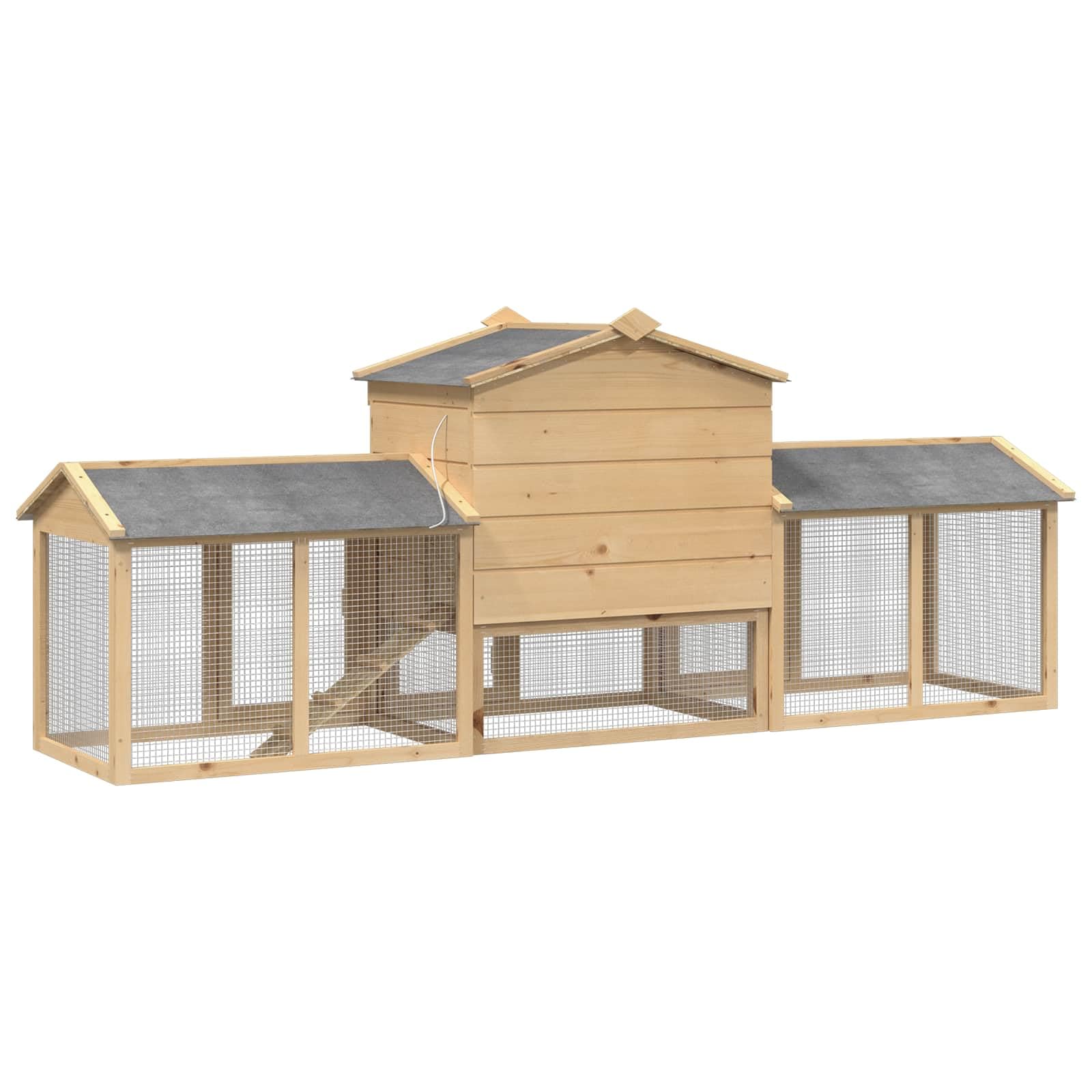 Set di 3 pollaio in legno di pino massiccio marrone, con tetto resistente alle intemperie e porta con serratura, ideale come stalla, recinto, voliera per giardino, balcone, uso esterno