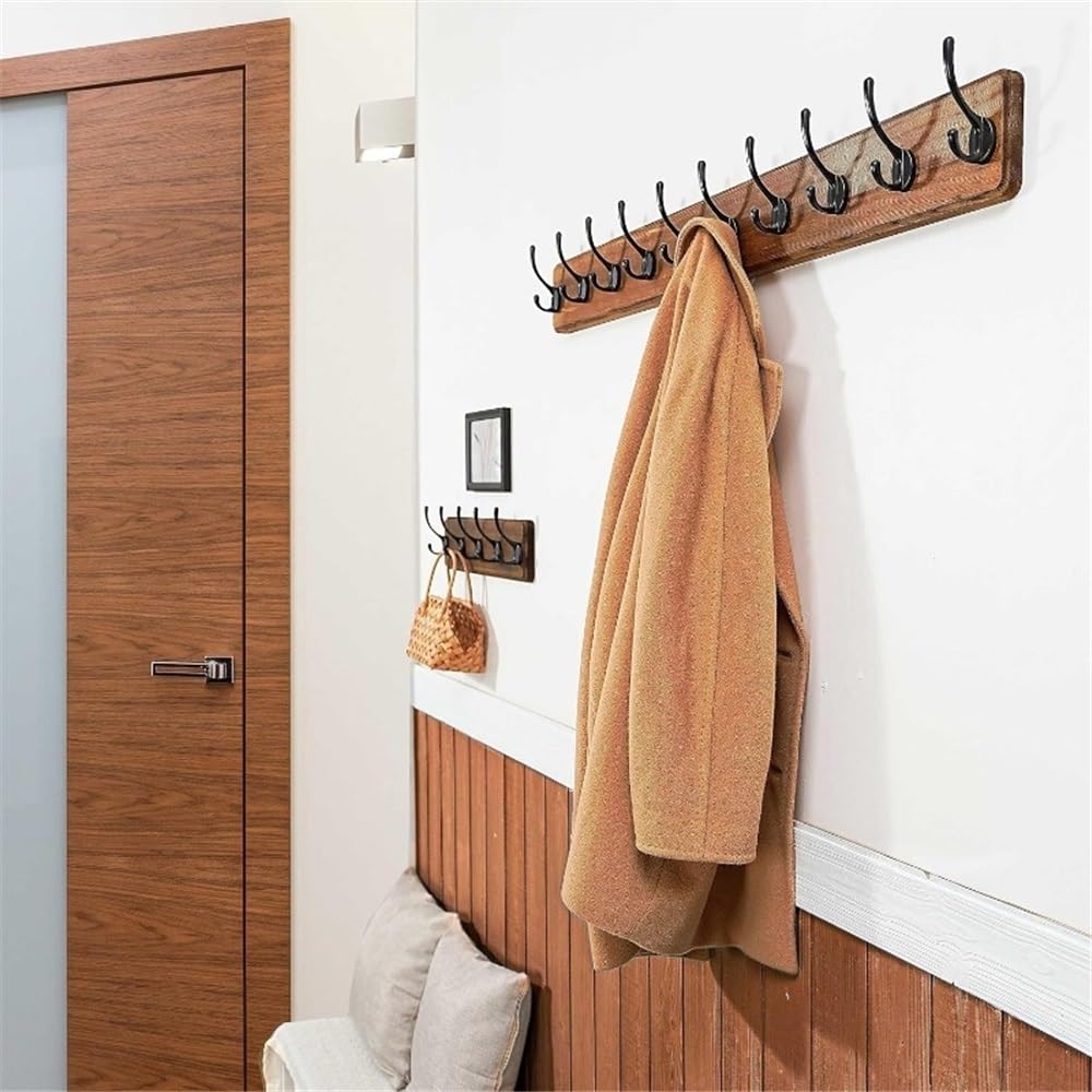Perchero de Pared con 10 Ganchos Largos Madera for Abrigos Ganchos para Abrigos(Blanco)