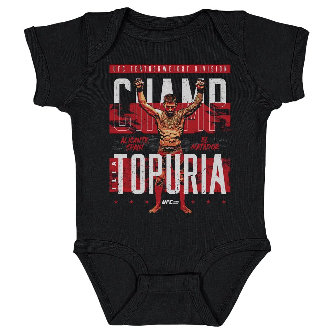 500 LEVEL Ilia Topuria UFC One-Piece Infant Bodysuit - Ilia Topuria UFC 308 Champ WHT (Black, 6M)