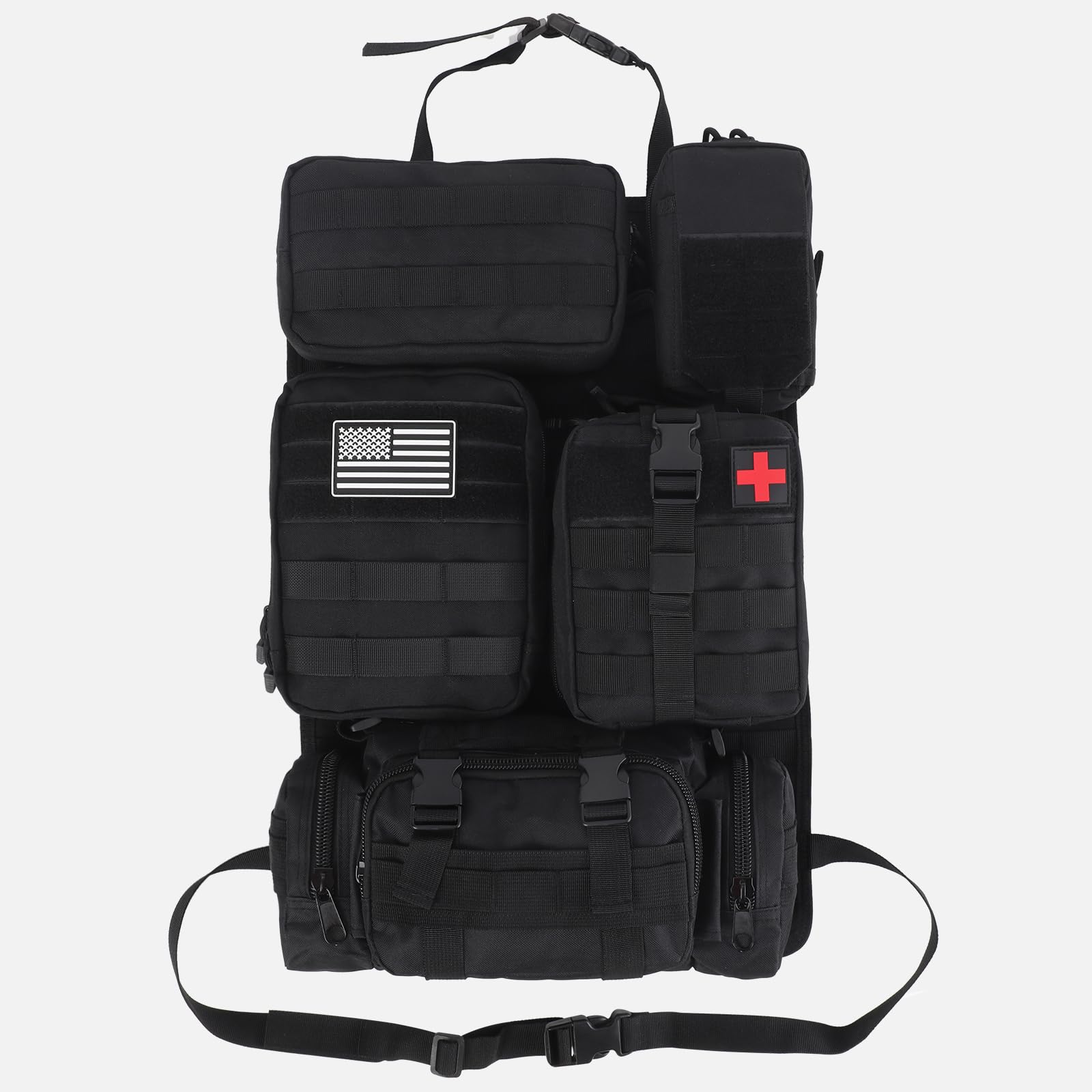 Borsa tattica universale per seggiolino auto, organizer tattico per auto, per auto, camion, Ford Jeep Vehicle (nero)