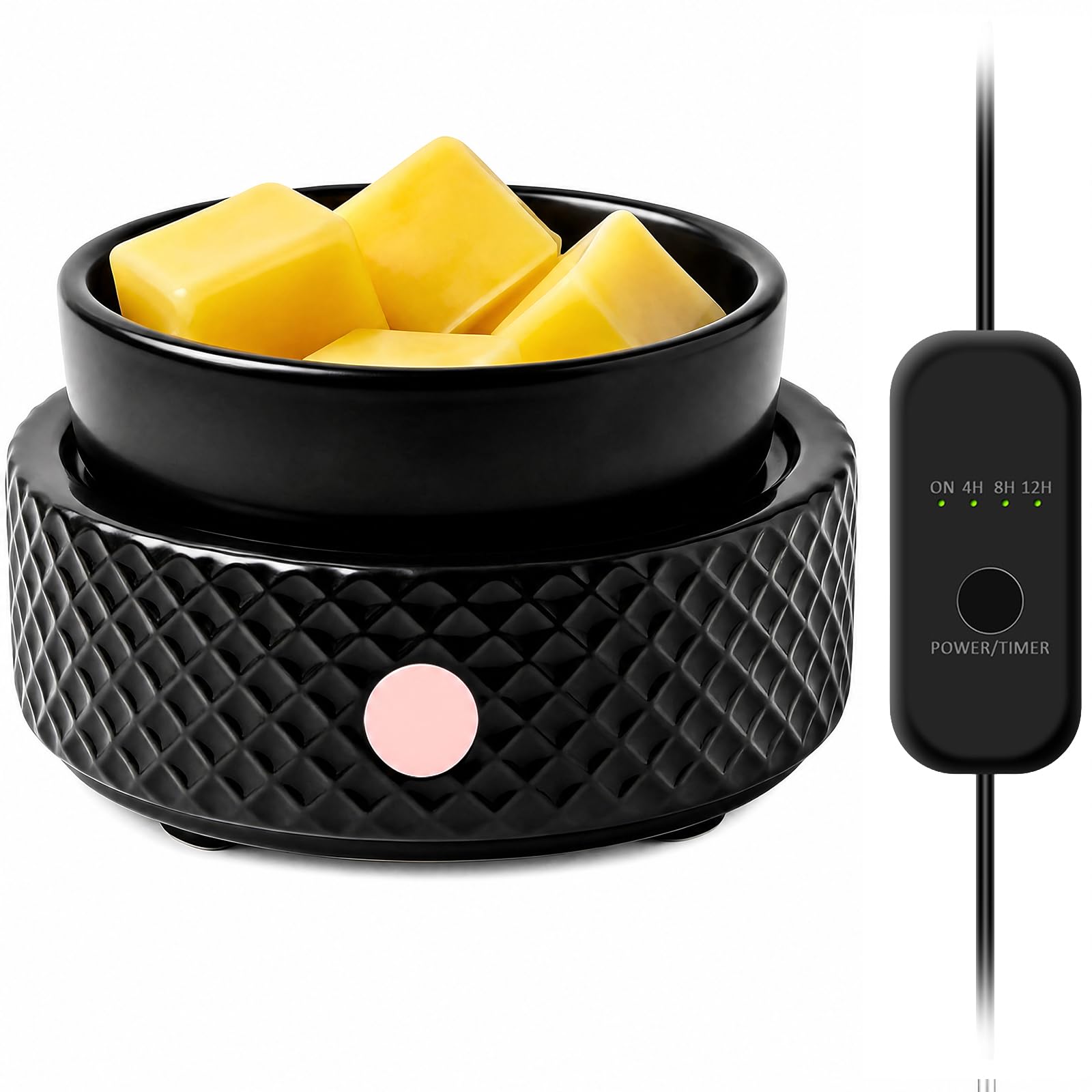 Wax Melt Burner with Timer Ceramic 4-in-1 Electric Candle Wax Warmer Melter Auto Shut-off for Wax Melts, Candle Jars, Essential Oil, Coffee Cup Warmer Home Office Bedroom Gifts for Women Black