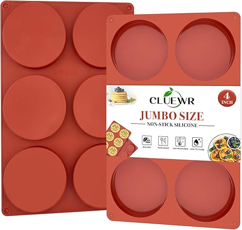 Paquete de 2 moldes de silicona para huevos para sándwiches de desayuno, molde antiadherente de 4 pulgadas para magdalenas grandes, molde redondo