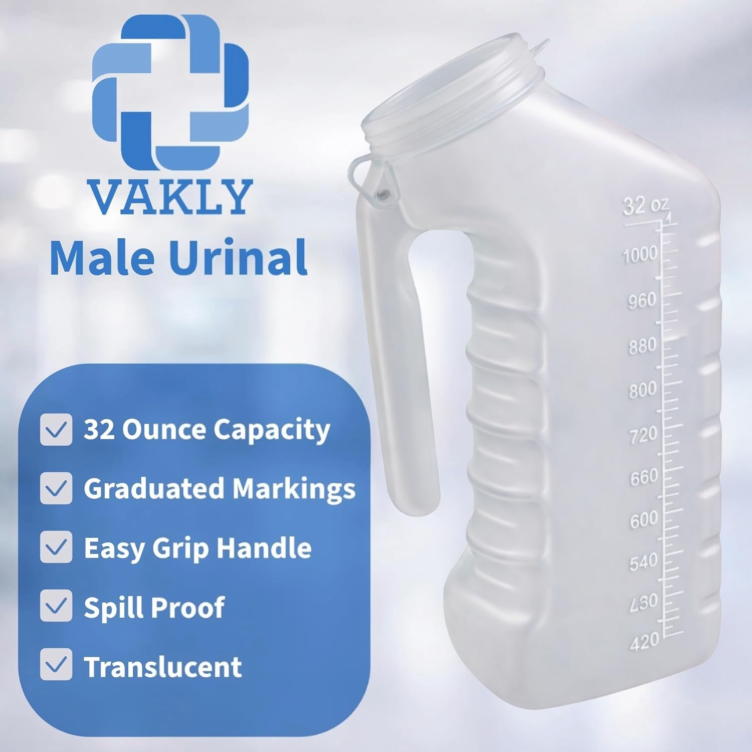 Orinario masculino con cubierta que brilla en la oscuridad [32 onzas, paquete de 2] botellas portátiles para orina para hombres usadas para hospitales, incontinencia, emergencia y viajes (2)