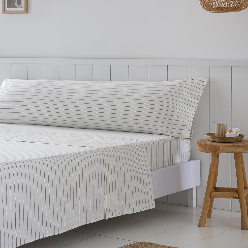 COTTON ARTean Juego sábanas Cama 135 Percal Algodón 200 Hilos Tula Beige | Incluye 3 piezas: encimera, bajera ajustable, 1 funda de almohada. Certificado OEKO-TEX