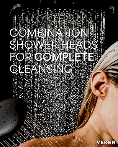 Veken SHC5V202 11.8 Inch High Pressure Rain Shower Head Combo With Extension Arm- Wide Showerhead With 5 Handheld Water Spray - Adjustable Dual Showerhead thumb #6