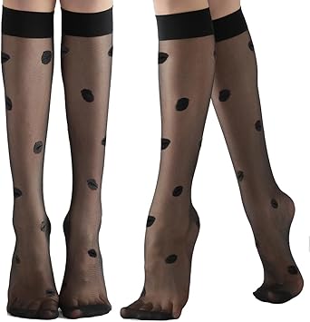 4 Pairs Pattern Knee High Stockings for Women Nylon Knee Highs One Size