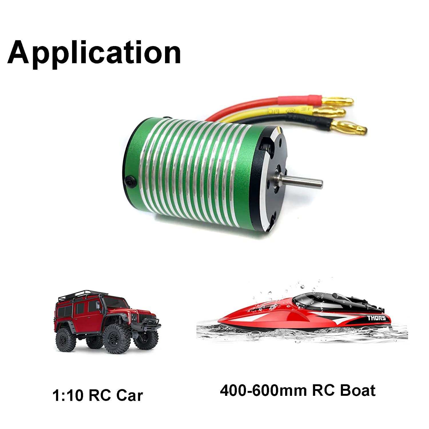 XTEAM 3650 2700KV Motor sin escobillas 1300W 60A 21V Diseño de 4 polos, adecuado para coche de carreras eléctrico RC 1/8 1/10 1/12, buggy, barco RC