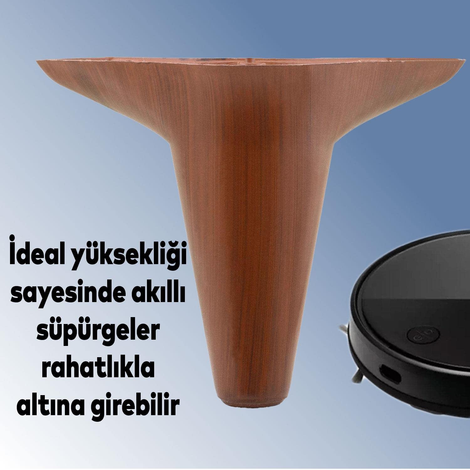 Badem10 Aspen Mobilya Ayağı 12'li Set Robot Süpürge İçin Koltuk Kanepe Destek 12 cm Kahverengi Baza Ayak