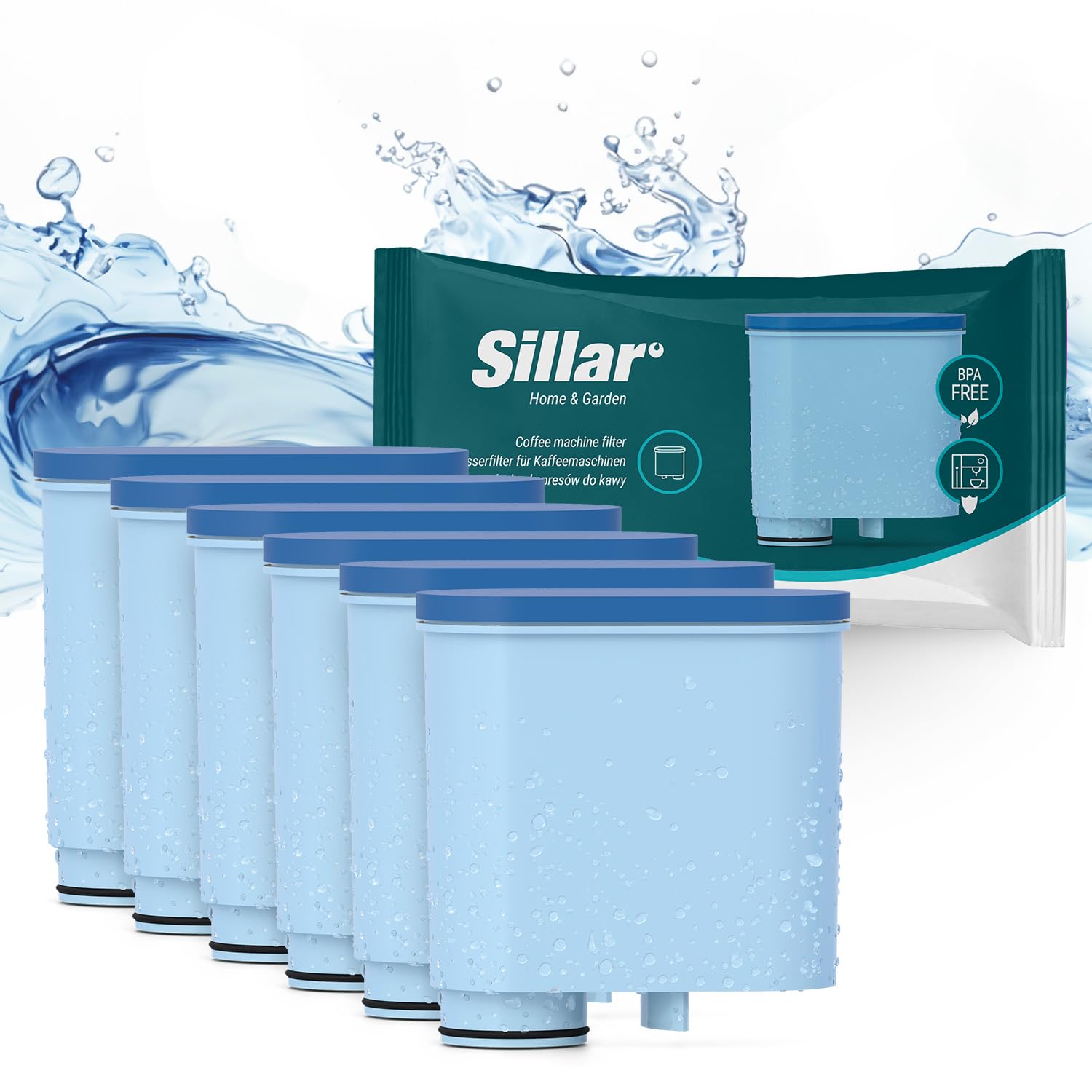 Sillar 6x Filtre à Eau CLEANI pour les Machines à Café Saeco et Philips | Compatible avec Philips AquaClean CA6903/10 CA6903/22 Filtre Anticalcaire, Cartouche Filtrante pour Machine à Café Saeco
