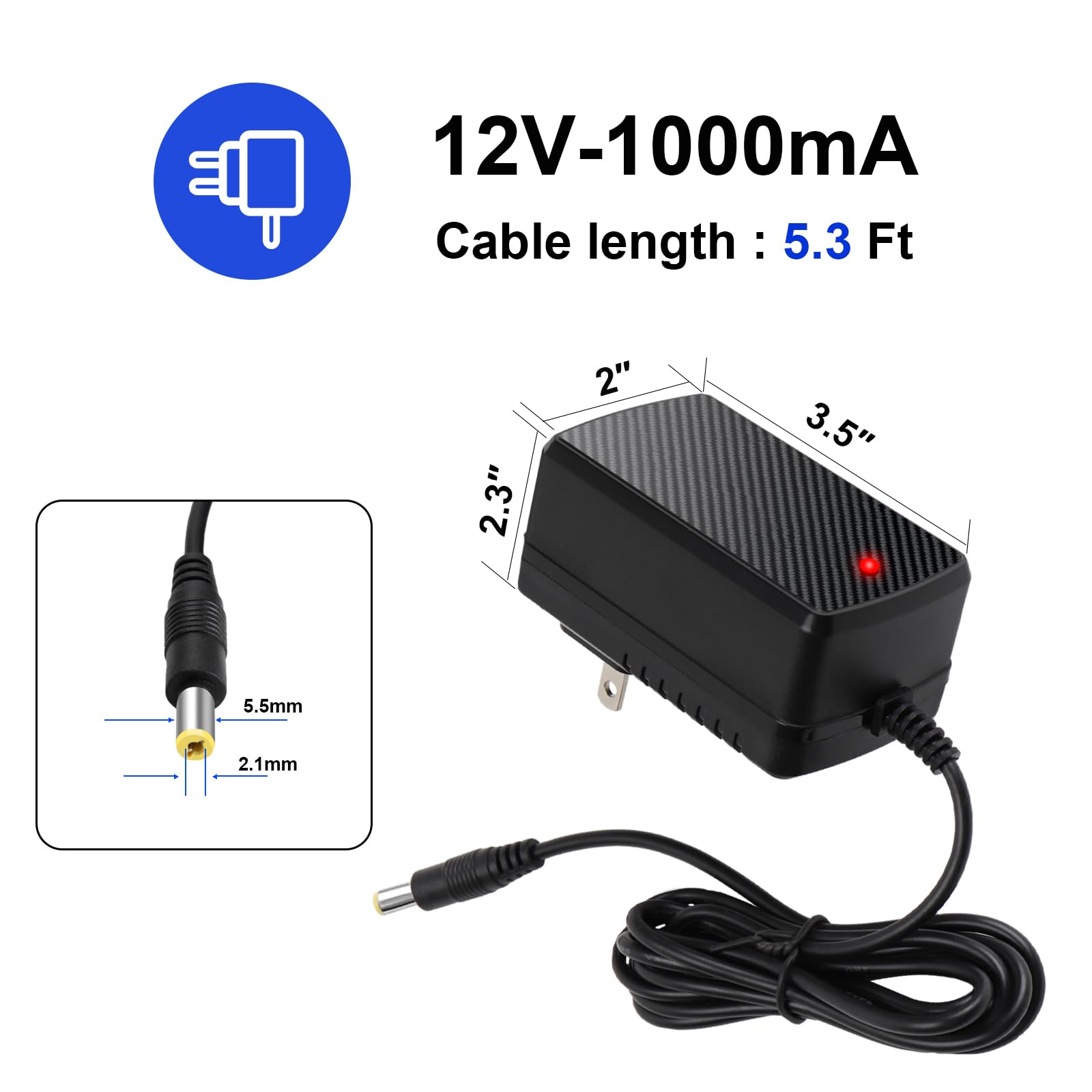 Cargador De 12V Para Coche Eléctrico Infantil - Enchufe Cuadrado, Cable 2m, Protección Contra Sobrecargas Para Batería De Plomo-Ácido