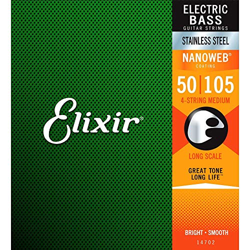 Cordes Elixir® en Stainless Steel avec revêtement NANOWEB® pour basse 4 cordes, Long Scale, Medium (.050-.105) - Les Beatles, Paul McCartney, John Lennon, RIngo Starr, George Harrison Cordes Elixir® en Stainless Steel avec revêtement NANOWEB® pour basse 4 cordes, Long Scale, Medium (.050-.105)