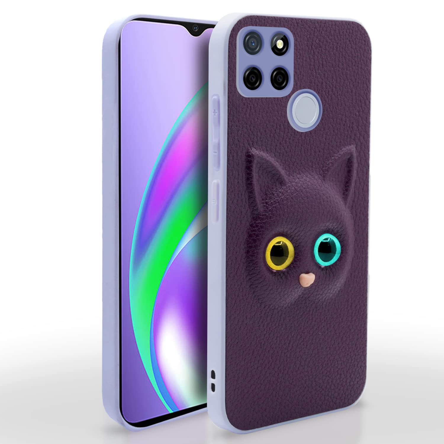 Pikkme Realme Narzo 30A / 20 / Realme C25s / Realme C25 / C12 Back Cover for Girls | Cute Cat Leather Finish | Soft TPU Case (Purple) (B0BGMGHWXN) Amazon Price History, Amazon Price Tracker
