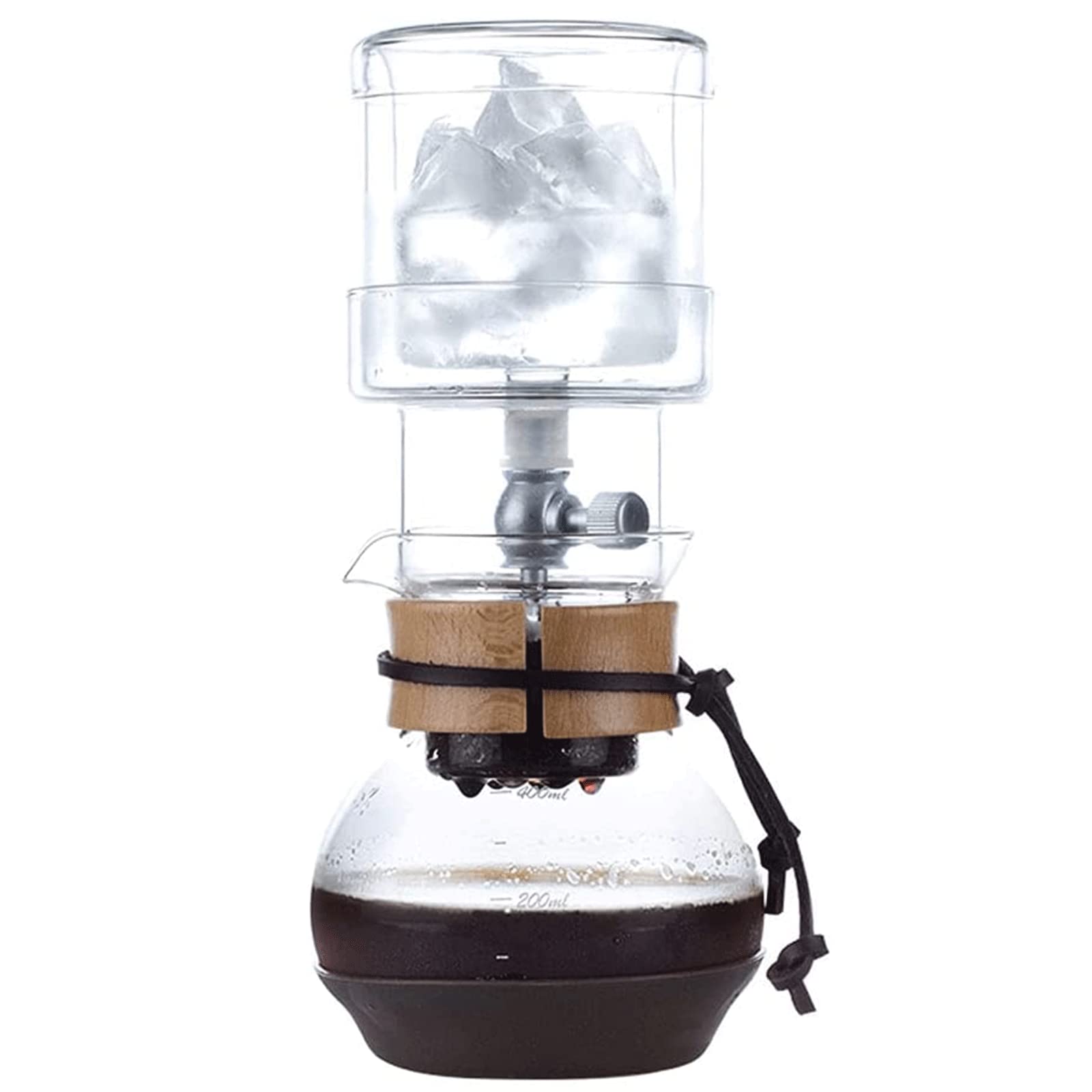 OLOTU Professionale Caffettiera Fredda Piccola, Caffettiera in Vetro con Gocciolatore Regolabile in Acciaio Inox, Caffettiera a Sifone con Bilancia Caffettiera Dripster