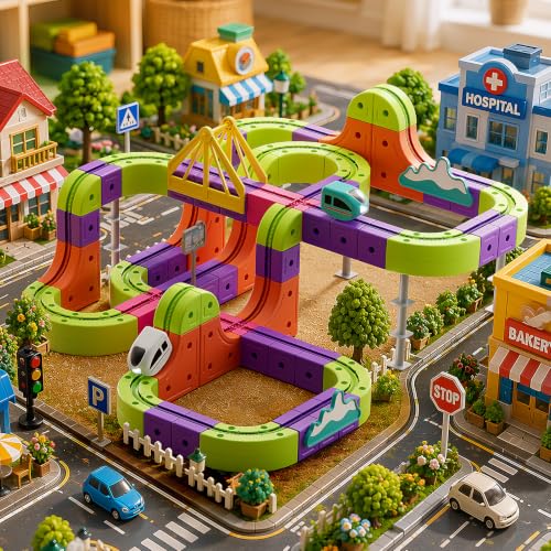 178Pcs Electric Train Set for Kids 3, Magic Rail Block Track, Storage Bag by NAUGHTY PANDA - Used condition - Image 7