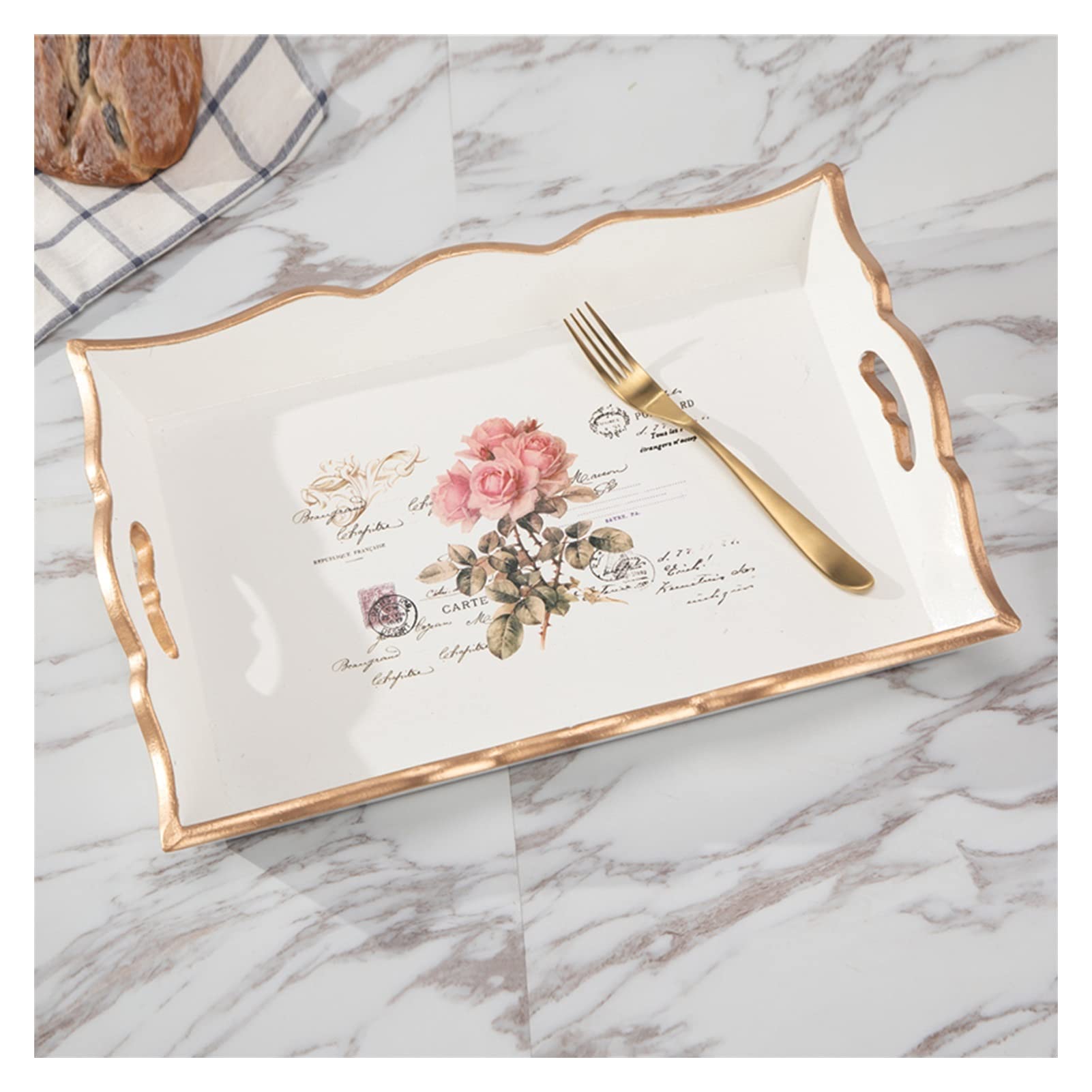 Bandeja Bandeja de porción decorativa para mesa de café Tray Decoración para el hogar bandejas de madera bandeja de madera para mesa de centro ideal para el hogar entretenido Bandeja Antideslizante
