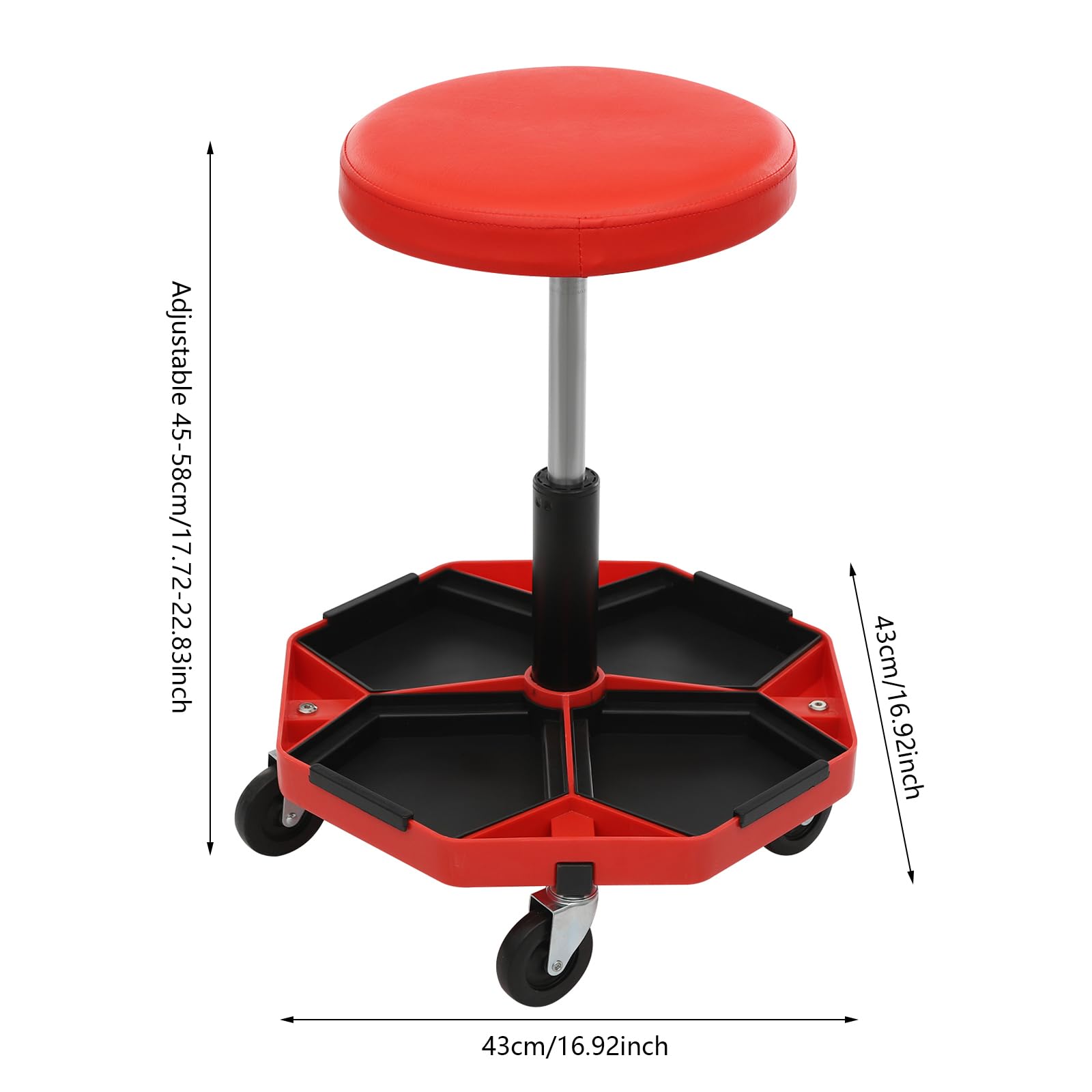 Treeisland Sgabello da officina con ruote, regolabile in altezza, per officina, officina