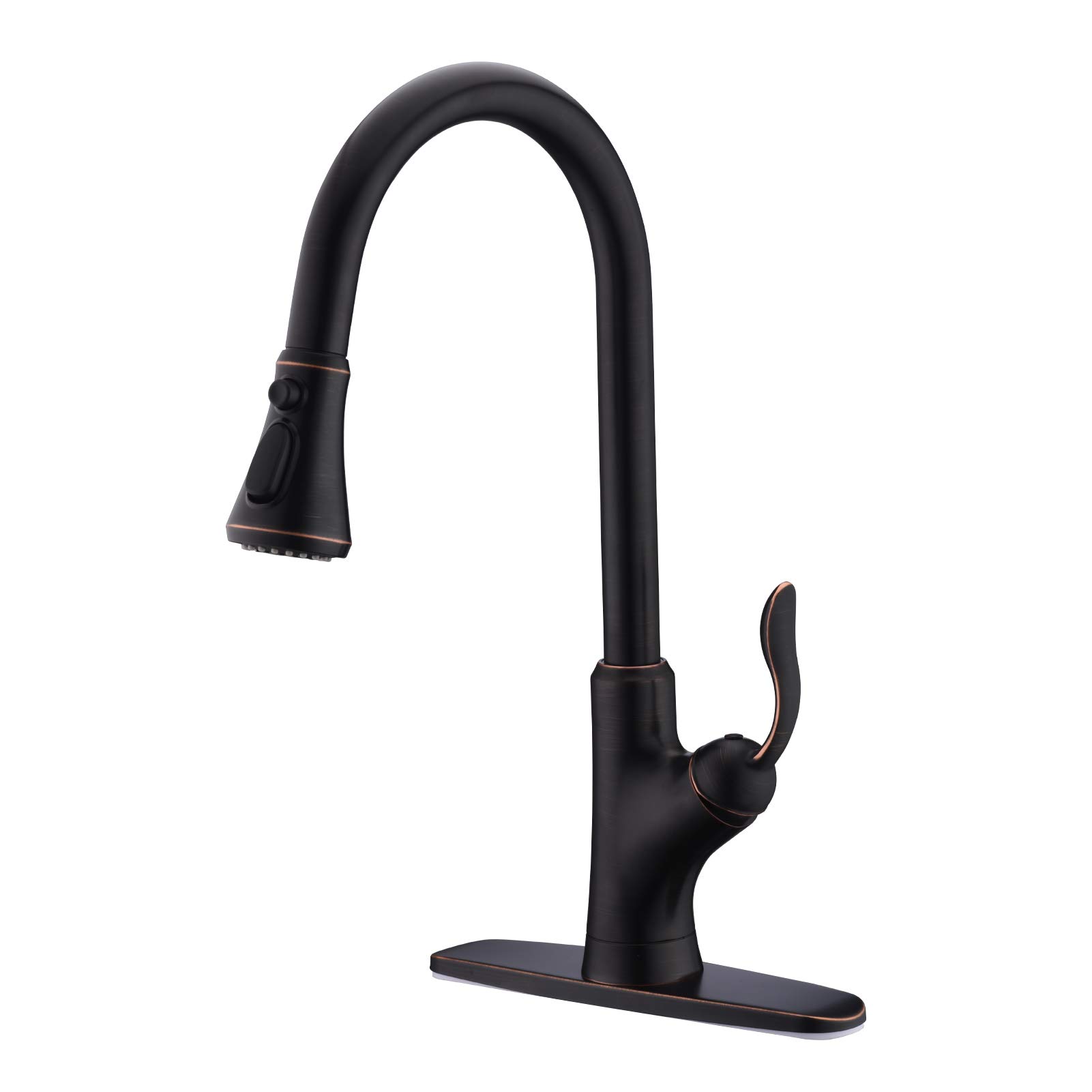 Pull Down Kitchen Sink Faucet, Single Handle High Arc Pull Out Kitchen Faucet with Sprayer, Commercial Modern rv Gooseneck Sink Faucet, Grifos De Cocina (Oil Rubbed Bronze Black)