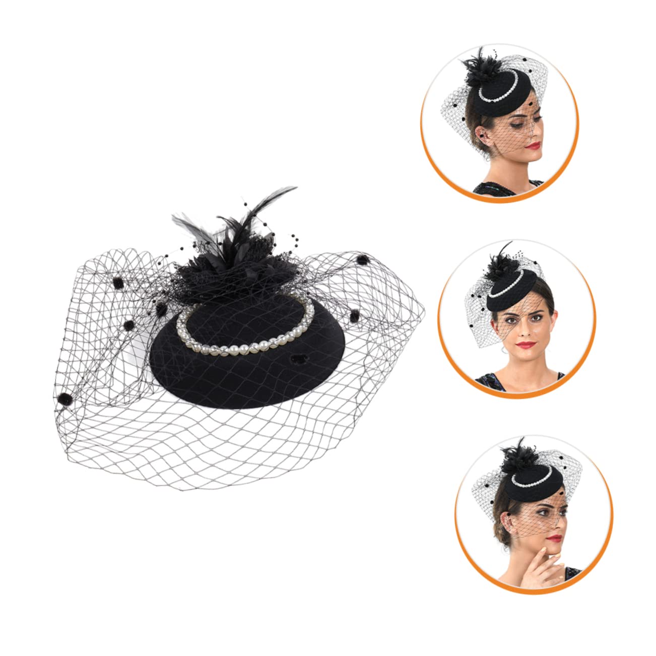 Abaodam 4pezzi Fascinator da Sposa Pizzo e Perle con Piume Accessorio Elegante per Matrimoni Feste e Cerimonie Cerchietto per Party e Cosplay per Eventi Speciali