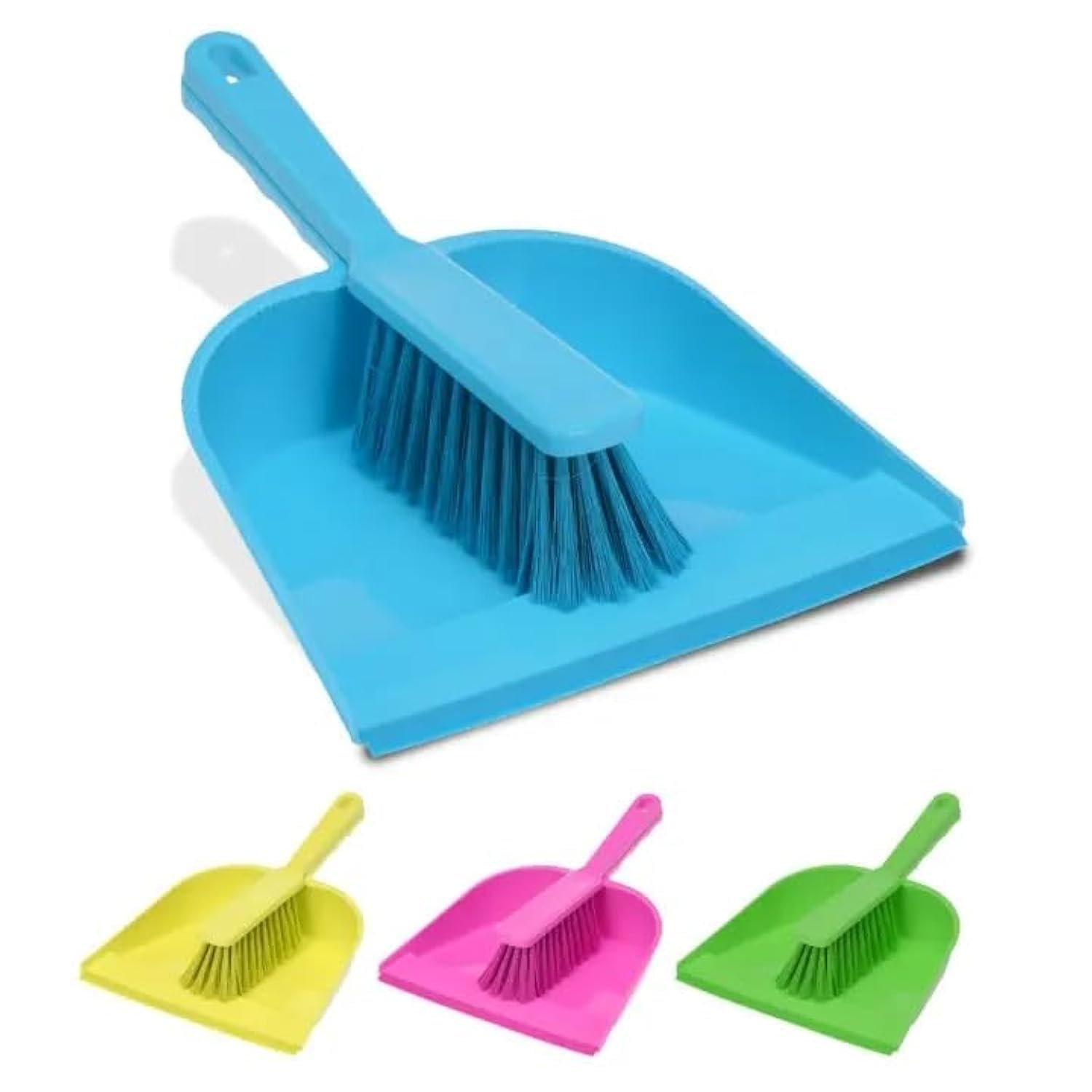 Fitto Dustpan and Brush Set - Plastic, Ergonomic Handle, Lightweight, Compact Design for Efficient Cleaning - Indoor & Outdoor Use, Ideal for Home, Office, Garage, and Car