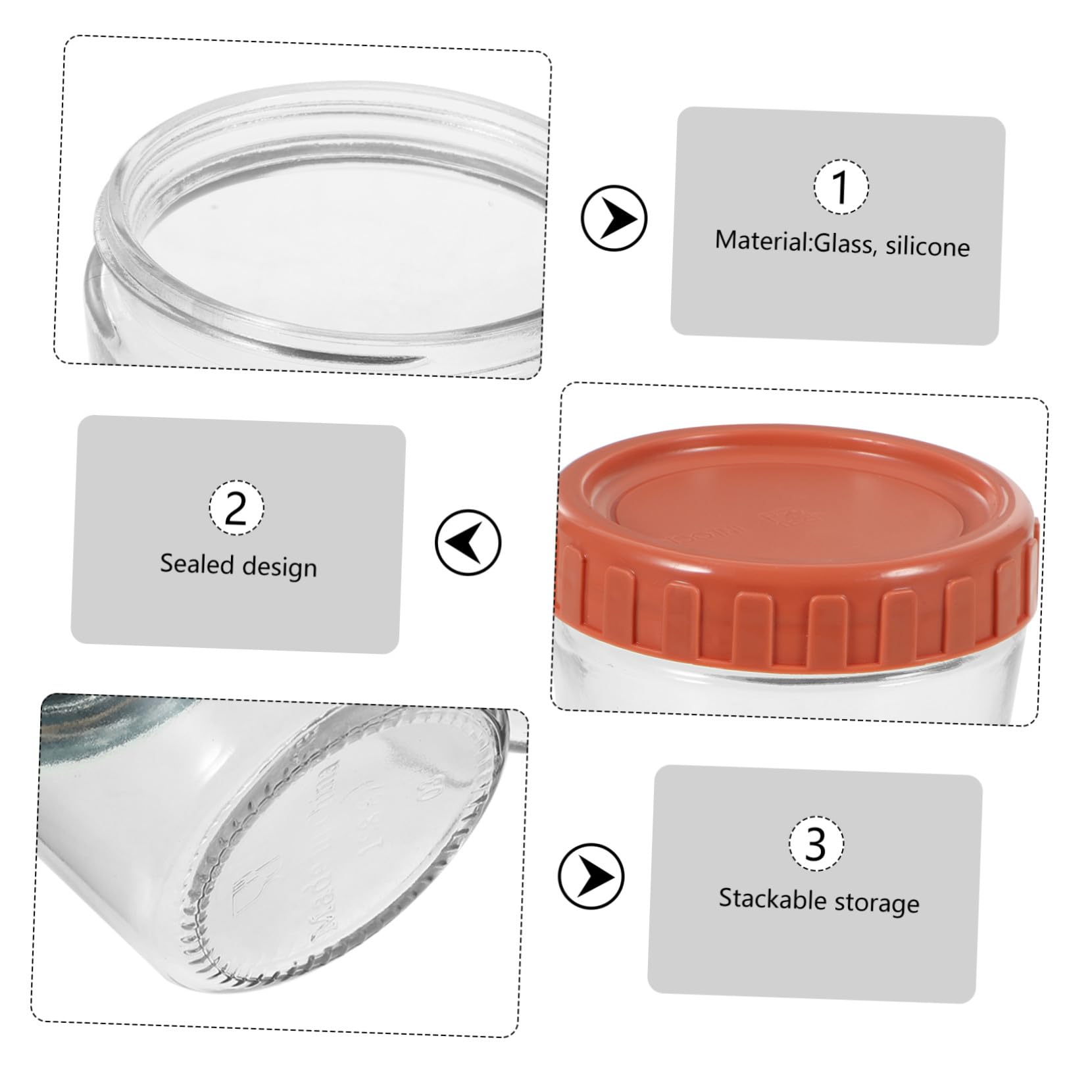 4pièces Lot De Bocaux Verre Hermétiques Pour Conservation Alimentaire Contenants Réutilisables Avec Couvercle Pour Yaourt Et Épices