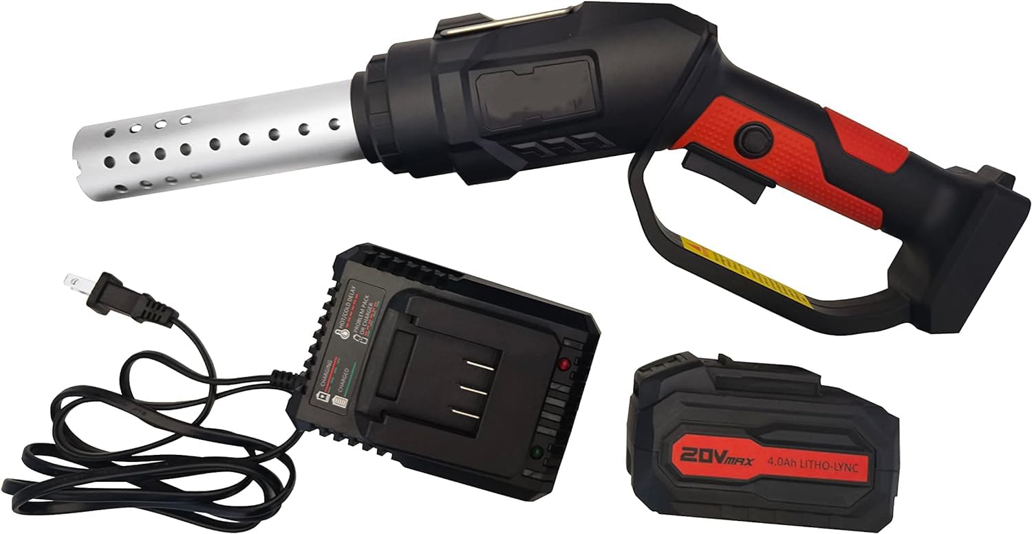 CHEFFOOD Rechargeable Cordless Battery Powered Electric Charcoal Fire Starter, Portable Charcoal Lighter for BBQ Grill, Campfire, Fireplace, Fire Pit