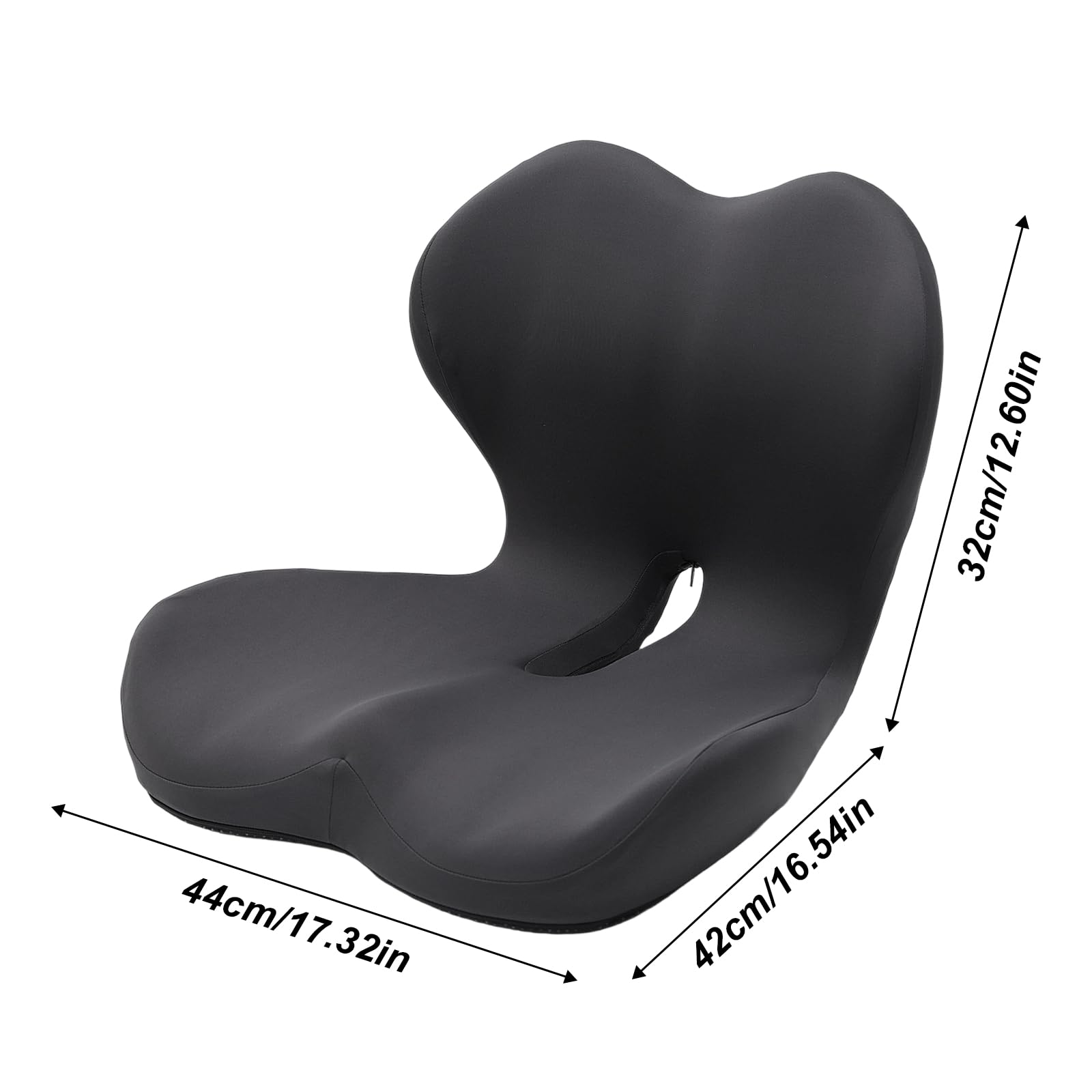 Esenlong Cuscino per schienale e seduta, cuscino integrato a forma di L, supporto lombare in memoria, design integrato per sedia da auto e ufficio, design ergonomico di protezione del coccige (grigio