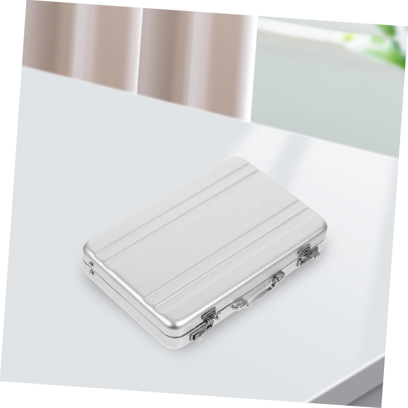 SHINEOFI 5 Pezzi Scatola Porta Biglietti Da Visita Contenitori Custodia Per Schede Flash Portafoto Supporto Per Immagini Desktop Organizzatore Di Schede Flash Silver Lega Di Alluminio