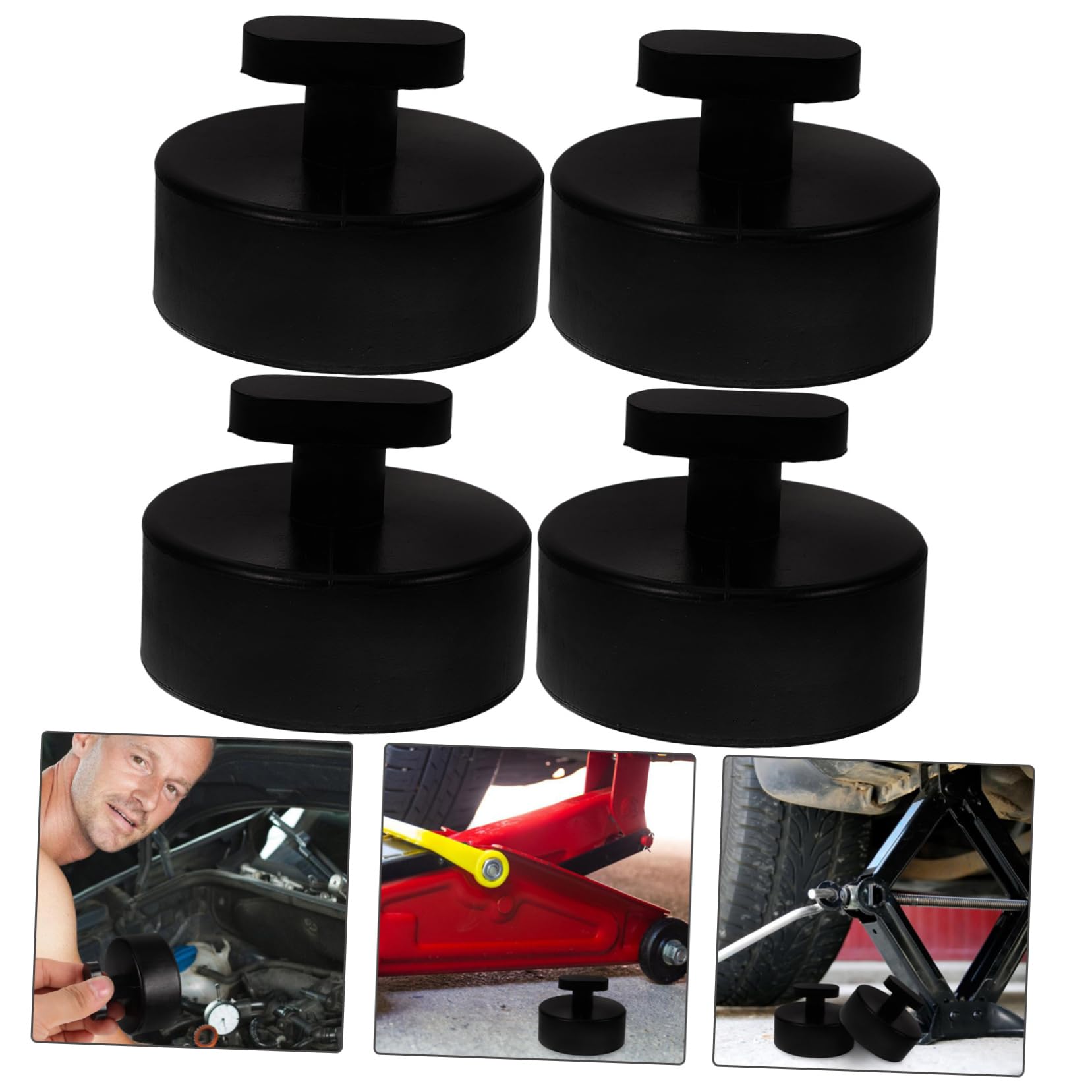 4 Set Blocco Di Gomma Martinetto Di Sollevamento Pavimento Jack Pad Tampone Pastiglie Ascensore Per Auto Accessori Per Camion Nero Gomma Da Cancellare 4 Pezzi*4