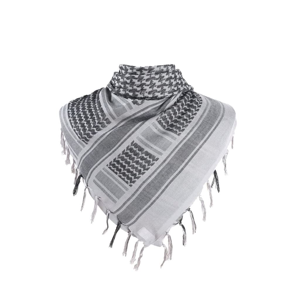 Dzozo Unisex B-White Shemagh Scarf - Arab Cotton Desert Head Neck Wrap Keffiyeh Shawl For Men