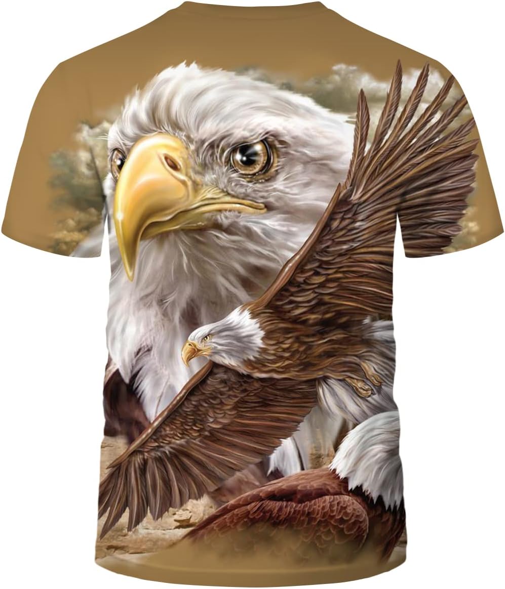Men's Bald Eagle T-Shirt Summer Short Sleeve Tees Tops Animal Theme Sweatshirt Realistic Graphic Shirt - Image 3