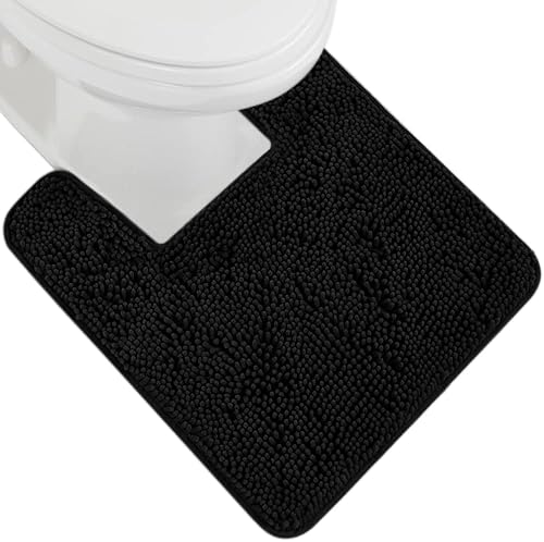 Gorilla Grip Alfombra de baño de felpilla lanuda para base de inodoro, lavable a máquina, la microfibra se seca rápidamente, tapetes absorbentes de