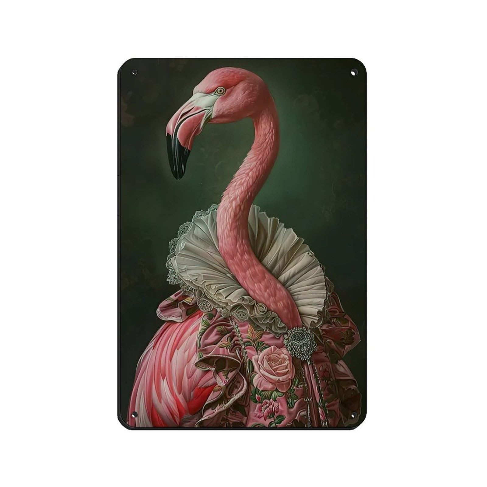 Vintage Renaissance Flamingo Painting Poster Tin Sign Vintage Metal Pub Club Cafe Bar Home Wall Art Decoration Poster Retro 8x12inch(20x30cm)